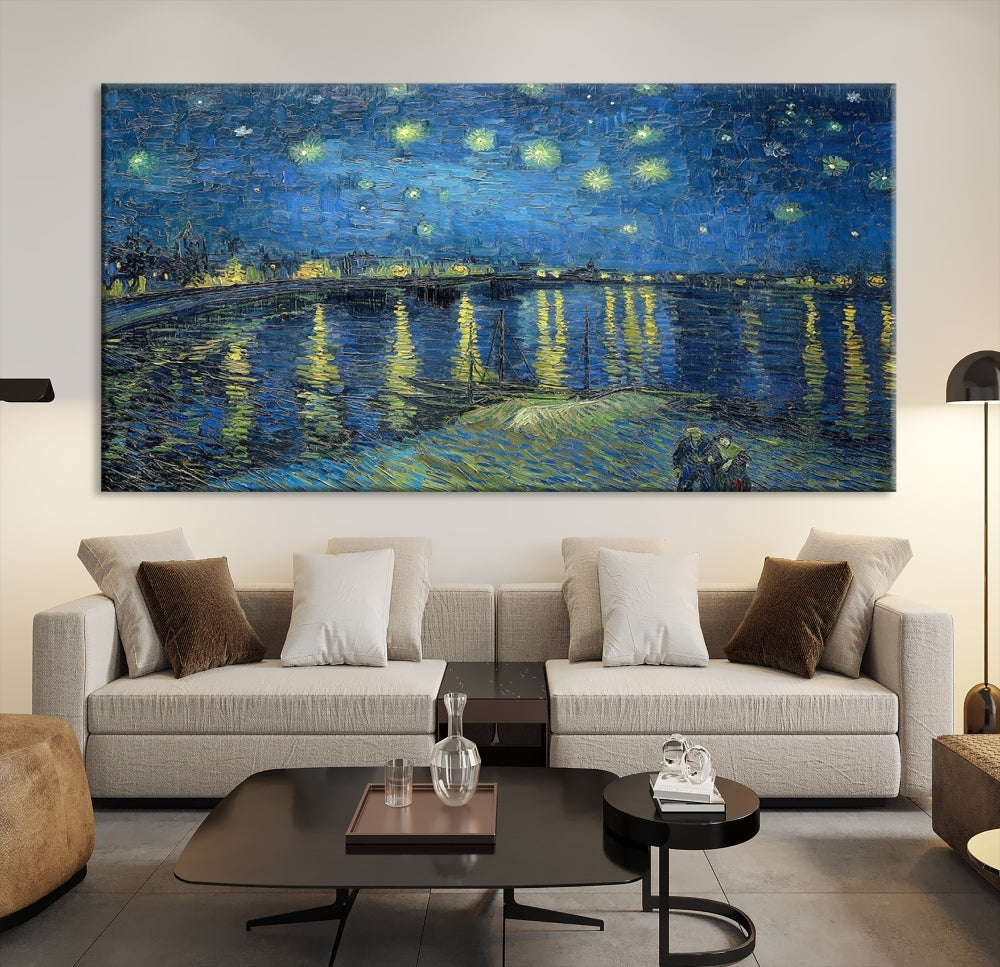 Starry Night Over The Rhone by Vincent Van Gogh Wall Art Canvas Print Framed