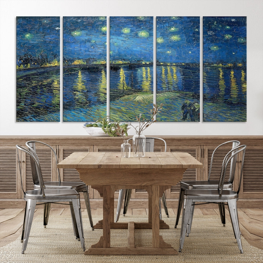 Starry Night Over The Rhone by Vincent Van Gogh Wall Art Canvas Print Framed