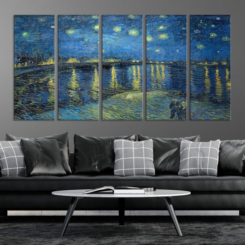 Starry Night Over The Rhone by Vincent Van Gogh Wall Art Canvas Print Framed