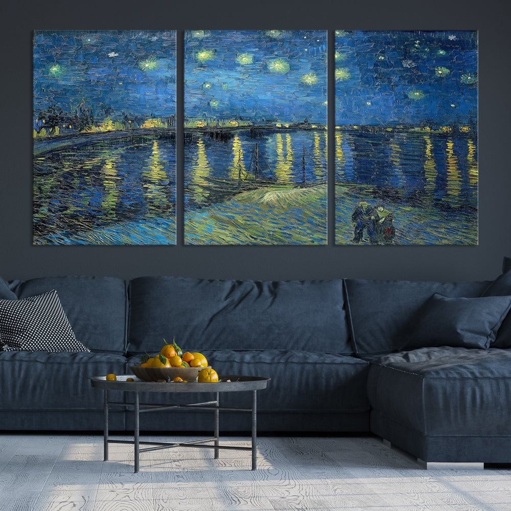 Starry Night Over The Rhone by Vincent Van Gogh Wall Art Canvas Print Framed