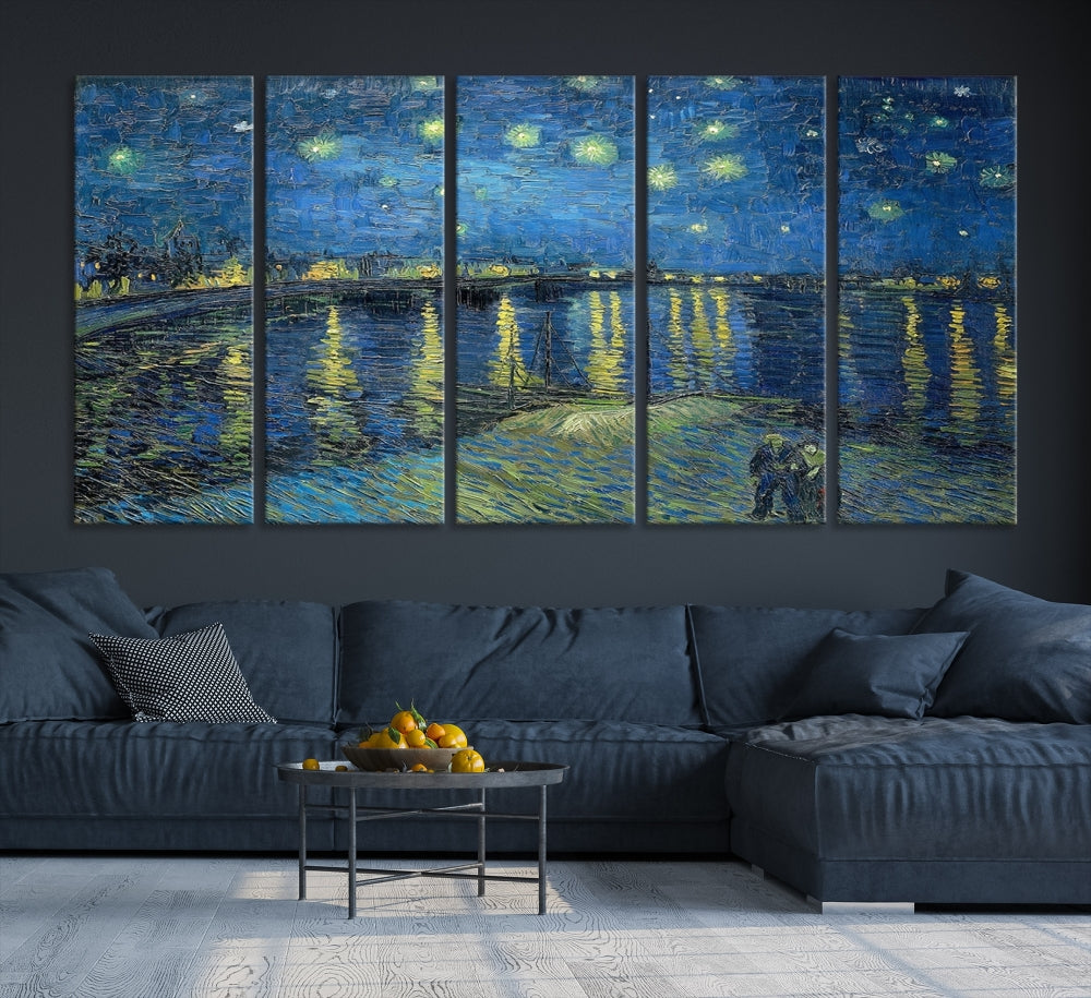 Starry Night Over The Rhone by Vincent Van Gogh Wall Art Canvas Print Framed