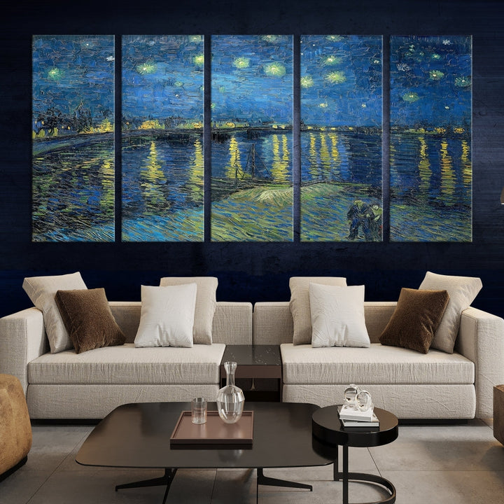 Starry Night Over The Rhone by Vincent Van Gogh Wall Art Canvas Print Framed