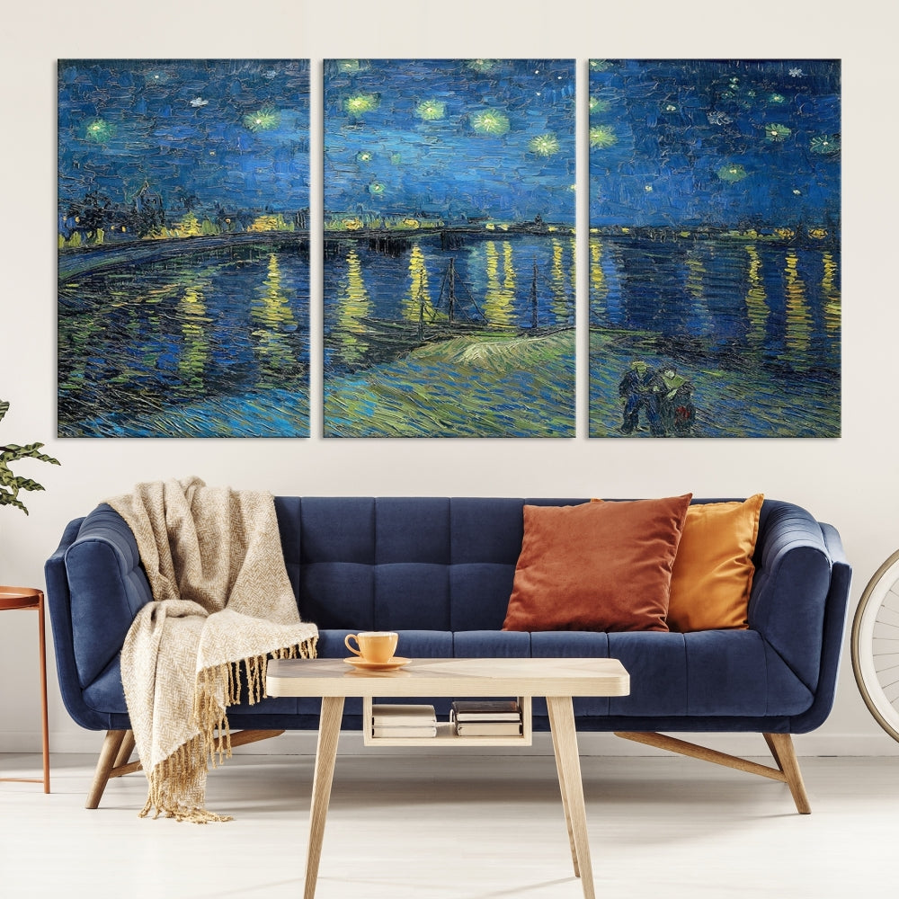 Starry Night Over The Rhone by Vincent Van Gogh Wall Art Canvas Print Framed