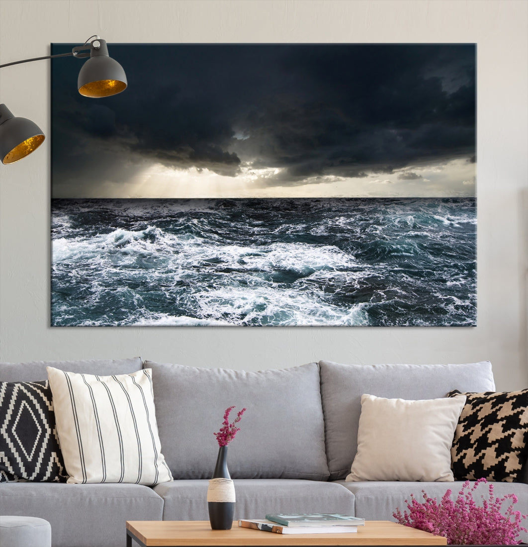 Stormy Sea Ocean Landscape Large Canvas Art Print for Home Decoration