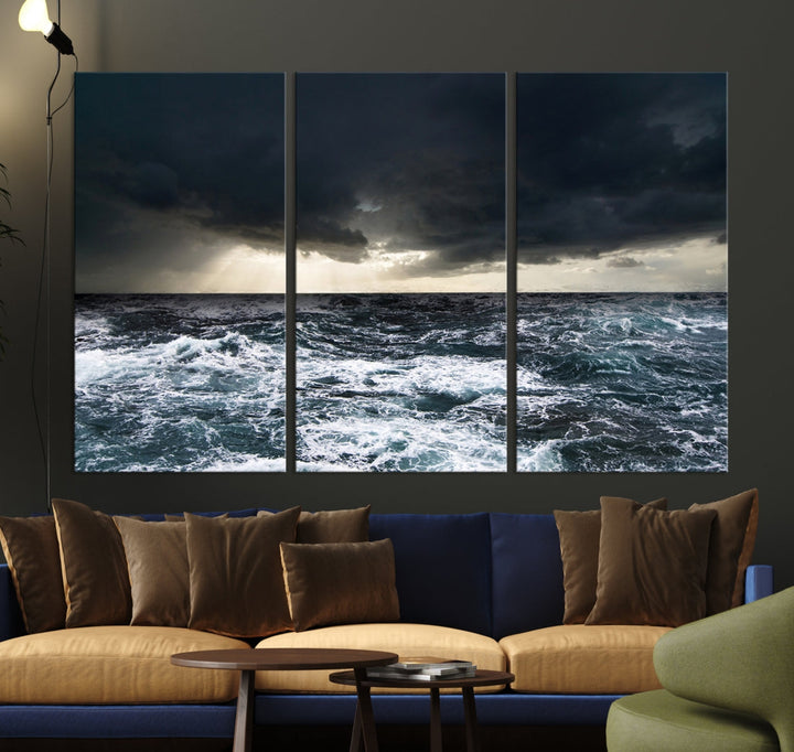 Stormy Sea Ocean Landscape Large Canvas Art Print for Home Decoration