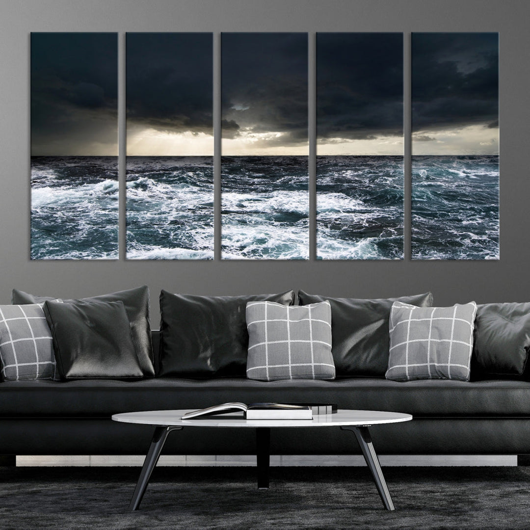 Stormy Sea Ocean Landscape Large Canvas Art Print for Home Decoration