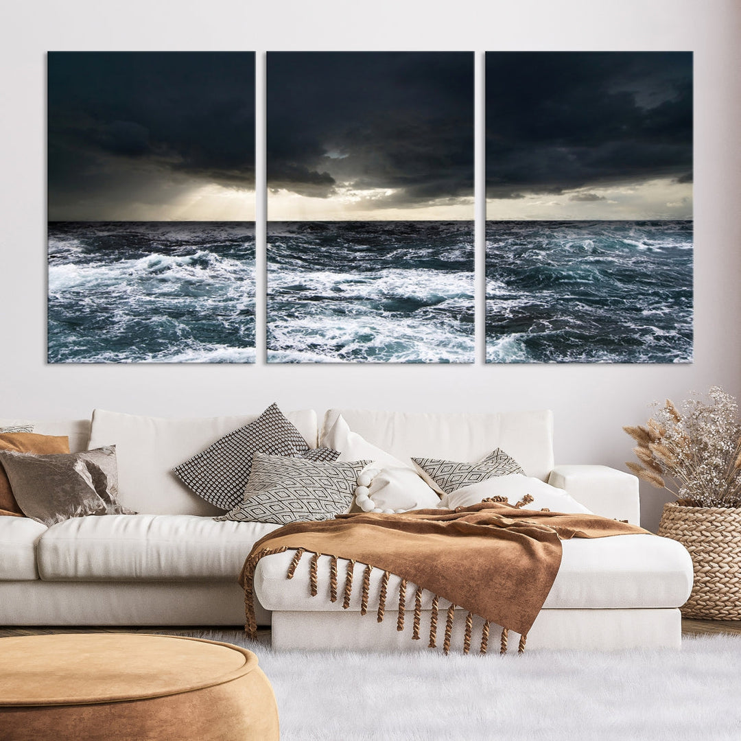 Stormy Sea Ocean Landscape Large Canvas Art Print for Home Decoration