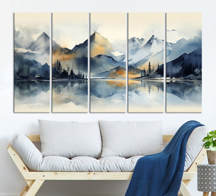 Stunning Abstract Painting of Mountain Landscape, Canvas Wall Art, Large Canvas Print, Set of Modern Wall Art for Living Room