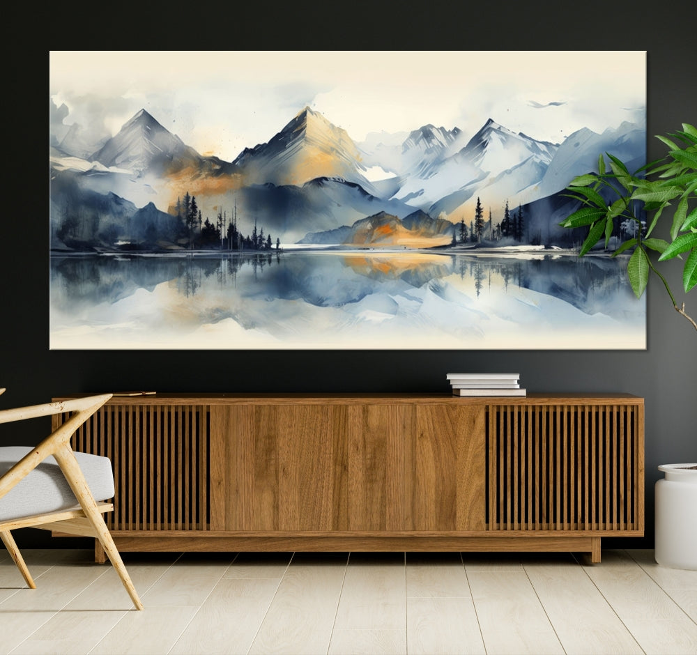 Stunning Abstract Painting of Mountain Landscape, Canvas Wall Art, Large Canvas Print, Set of Modern Wall Art for Living Room