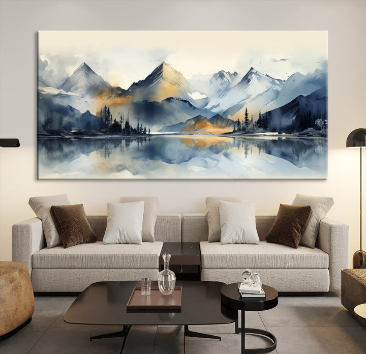 Stunning Abstract Painting of Mountain Landscape, Canvas Wall Art, Large Canvas Print, Set of Modern Wall Art for Living Room