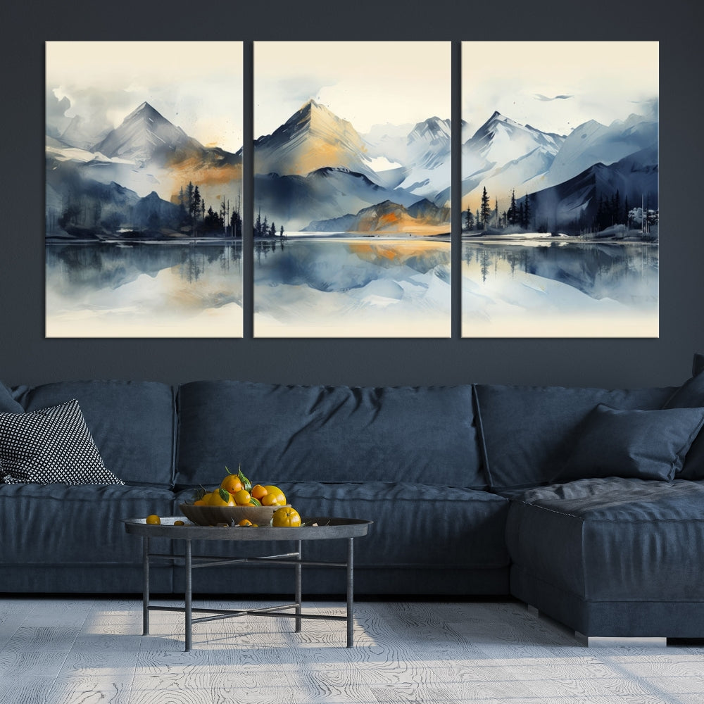 Stunning Abstract Painting of Mountain Landscape, Canvas Wall Art, Large Canvas Print, Set of Modern Wall Art for Living Room