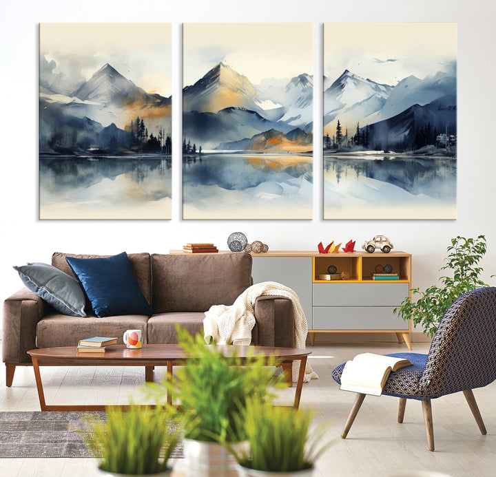 Stunning Abstract Painting of Mountain Landscape, Canvas Wall Art, Large Canvas Print, Set of Modern Wall Art for Living Room