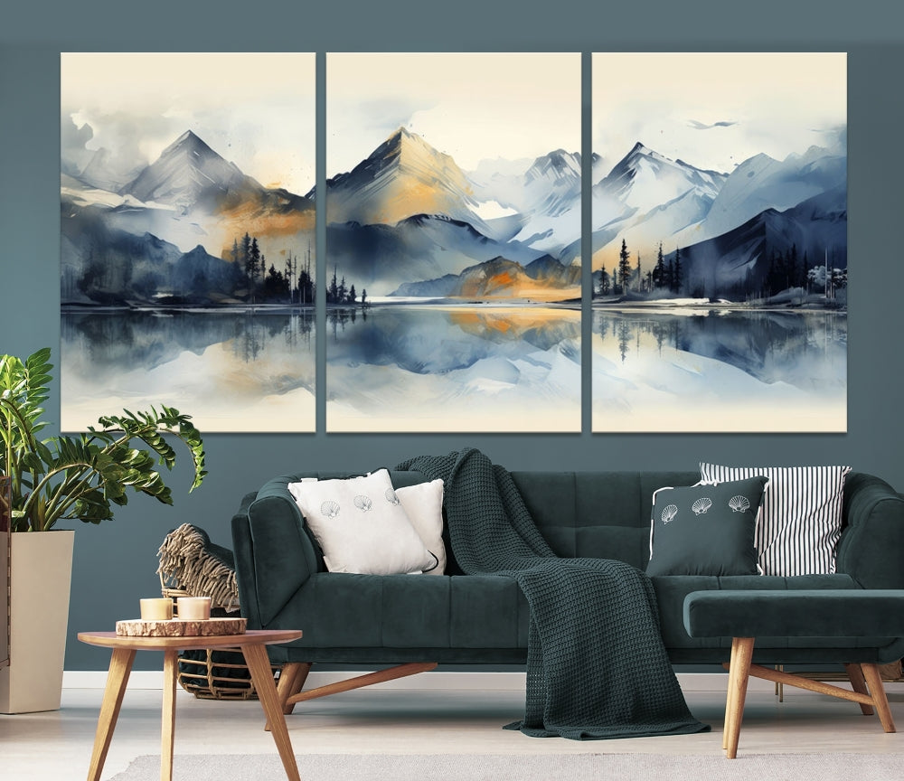 Stunning Abstract Painting of Mountain Landscape, Canvas Wall Art, Large Canvas Print, Set of Modern Wall Art for Living Room