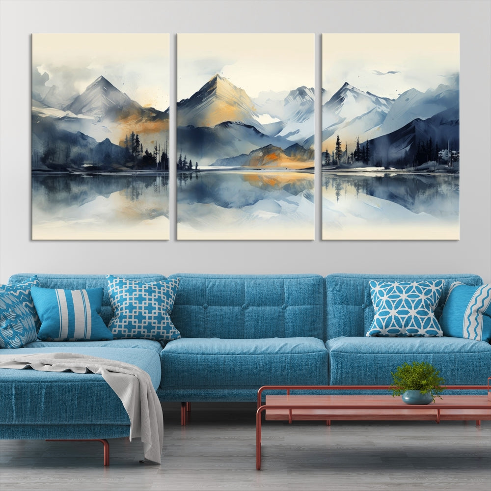 Stunning Abstract Painting of Mountain Landscape, Canvas Wall Art, Large Canvas Print, Set of Modern Wall Art for Living Room