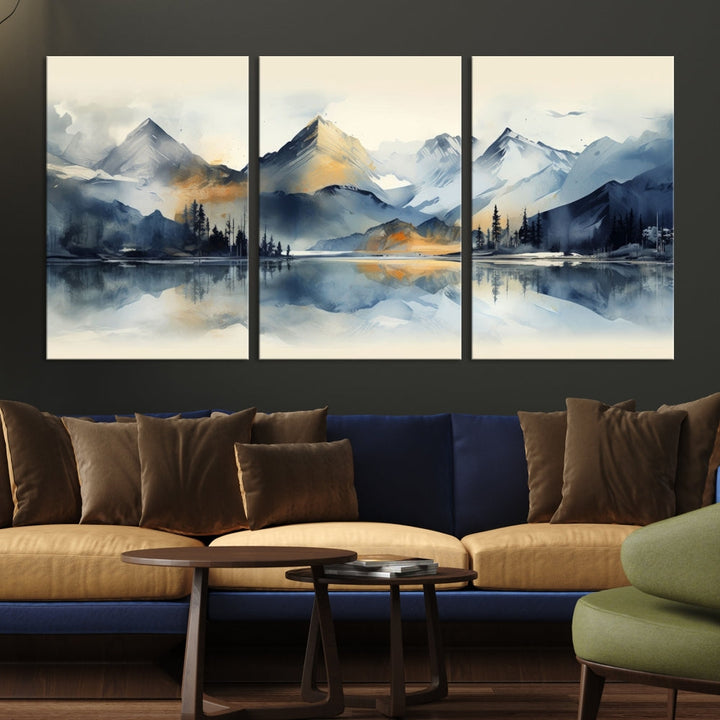 Stunning Abstract Painting of Mountain Landscape, Canvas Wall Art, Large Canvas Print, Set of Modern Wall Art for Living Room