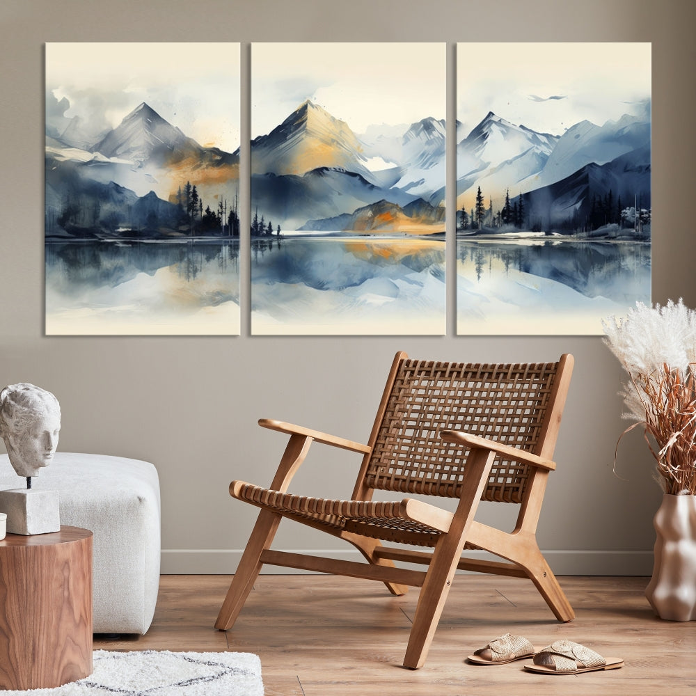 Stunning Abstract Painting of Mountain Landscape, Canvas Wall Art, Large Canvas Print, Set of Modern Wall Art for Living Room