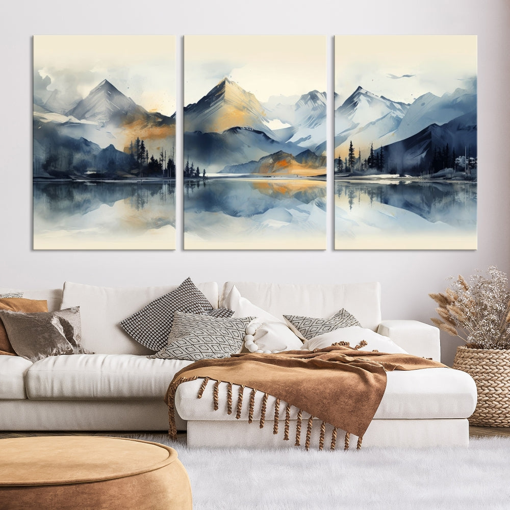 Stunning Abstract Painting of Mountain Landscape, Canvas Wall Art, Large Canvas Print, Set of Modern Wall Art for Living Room