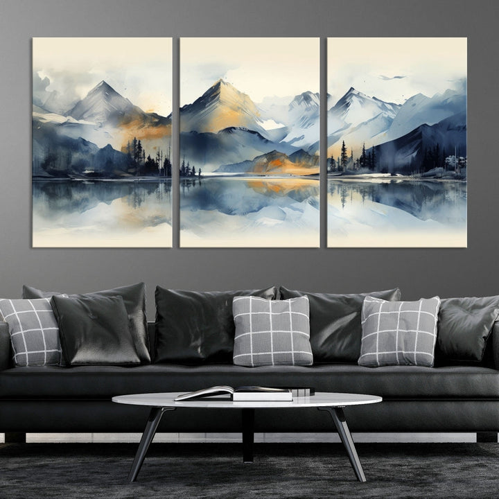 Stunning Abstract Painting of Mountain Landscape, Canvas Wall Art, Large Canvas Print, Set of Modern Wall Art for Living Room