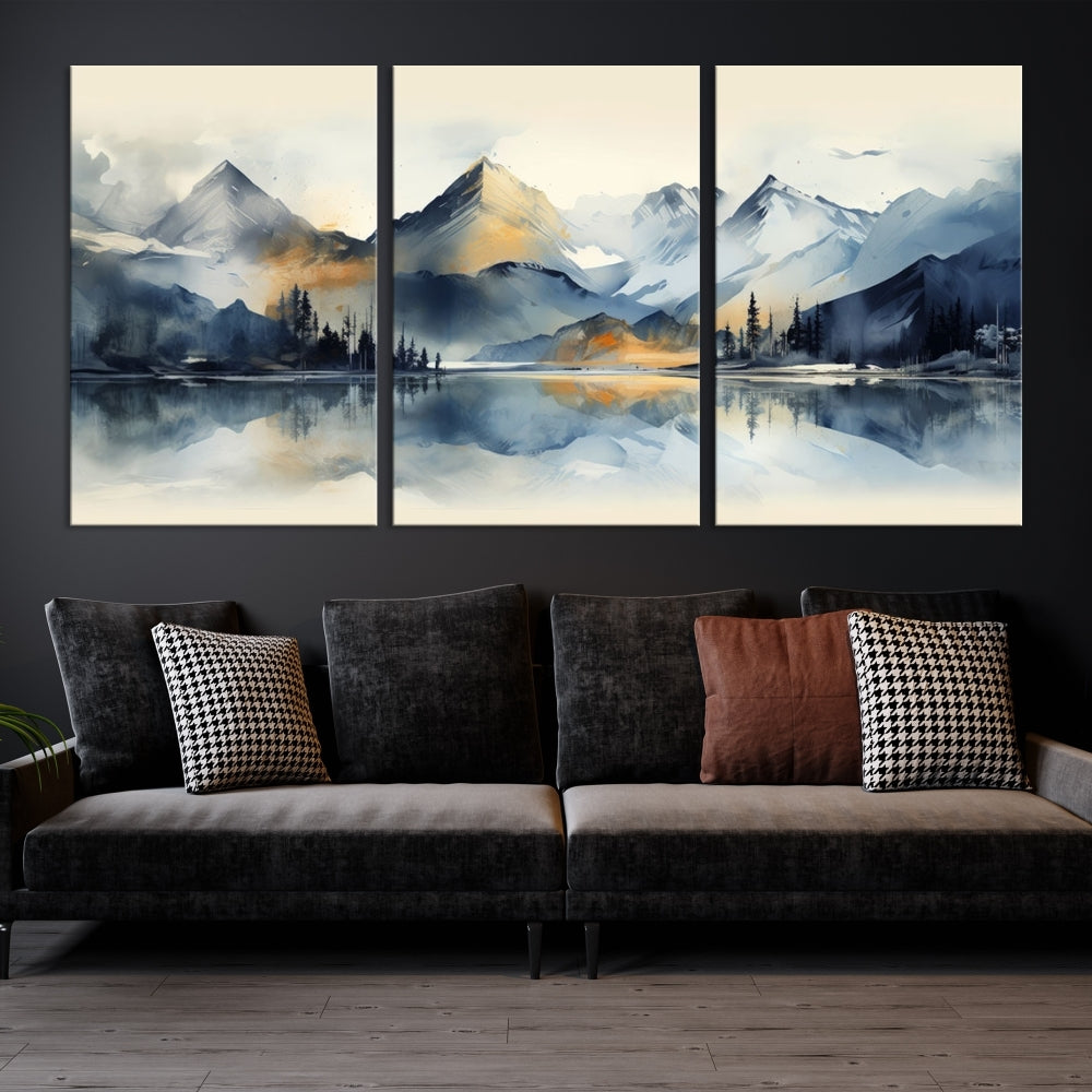 Stunning Abstract Painting of Mountain Landscape, Canvas Wall Art, Large Canvas Print, Set of Modern Wall Art for Living Room