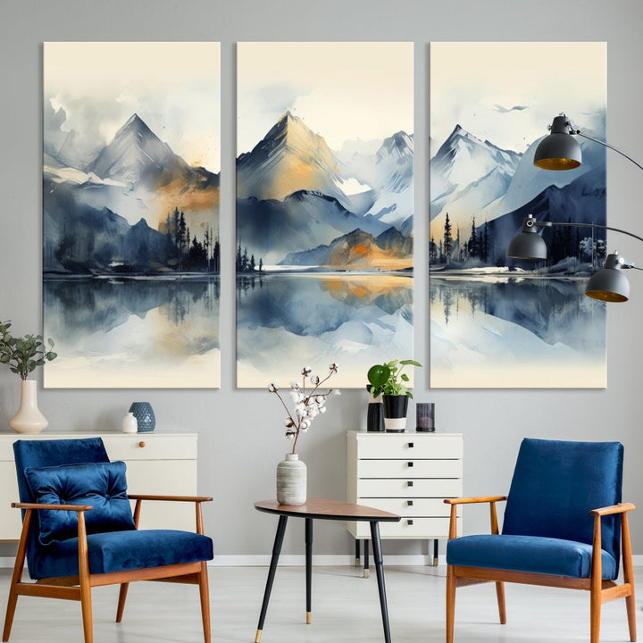 Stunning Abstract Painting of Mountain Landscape, Canvas Wall Art, Large Canvas Print, Set of Modern Wall Art for Living Room