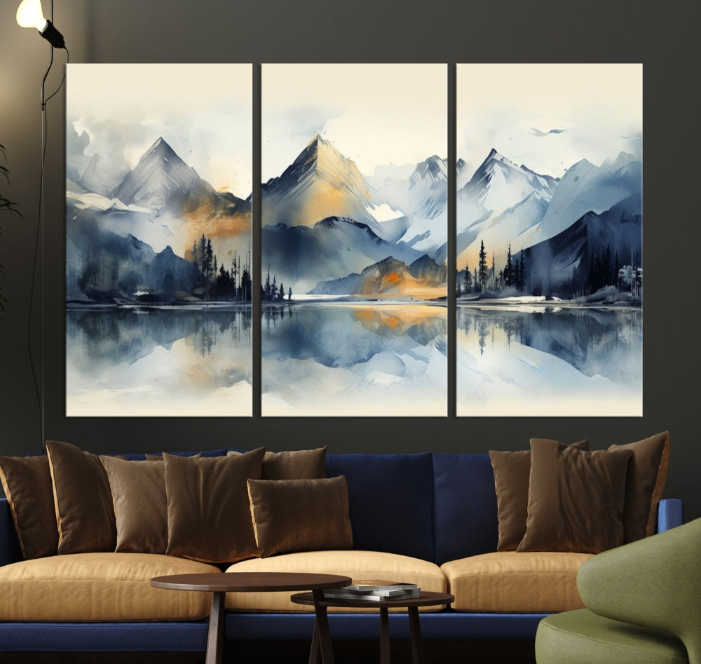 Stunning Abstract Painting of Mountain Landscape, Canvas Wall Art, Large Canvas Print, Set of Modern Wall Art for Living Room