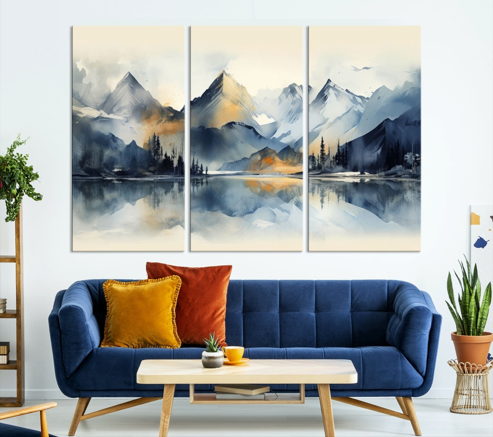 Stunning Abstract Painting of Mountain Landscape, Canvas Wall Art, Large Canvas Print, Set of Modern Wall Art for Living Room