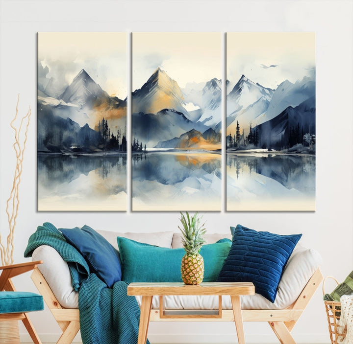 Stunning Abstract Painting of Mountain Landscape, Canvas Wall Art, Large Canvas Print, Set of Modern Wall Art for Living Room