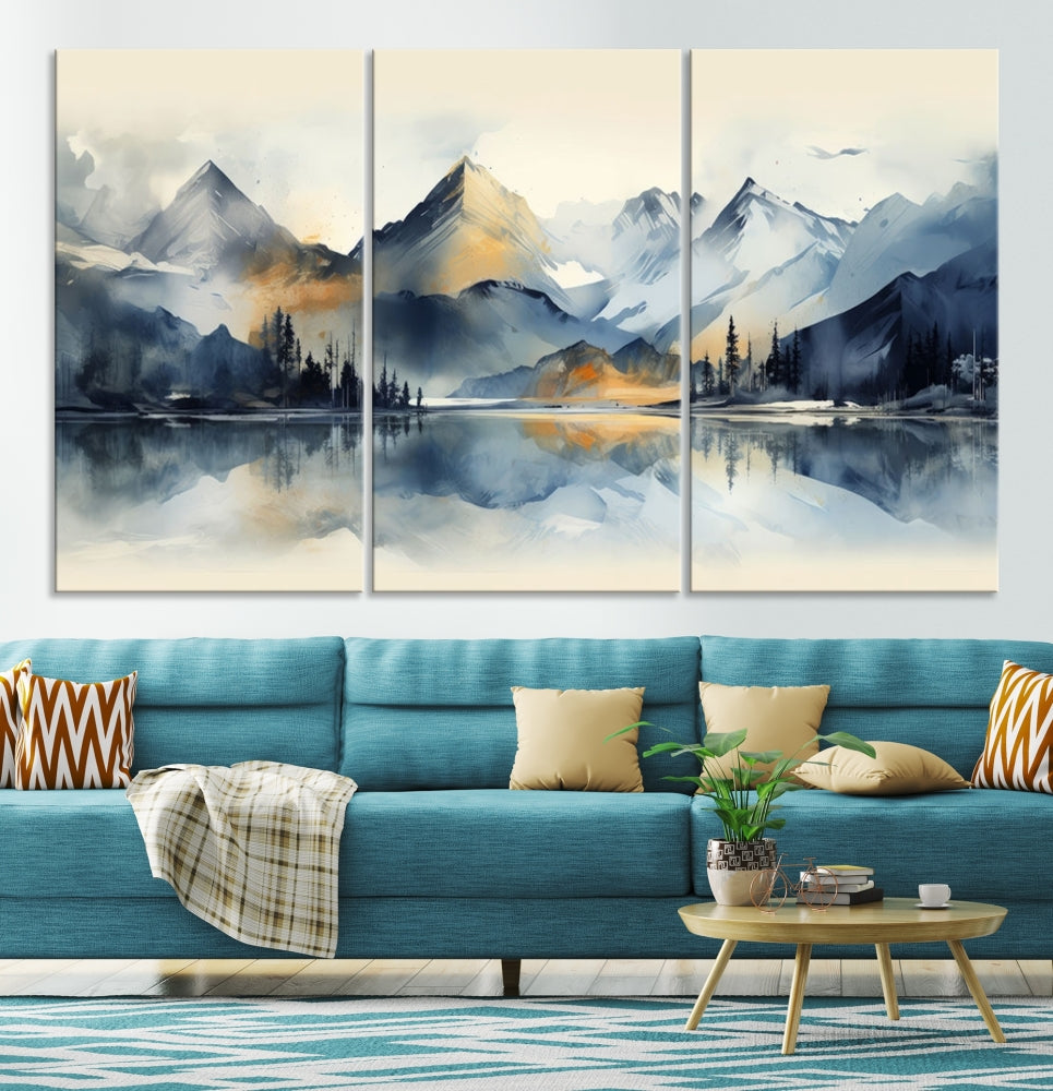 Stunning Abstract Painting of Mountain Landscape, Canvas Wall Art, Large Canvas Print, Set of Modern Wall Art for Living Room