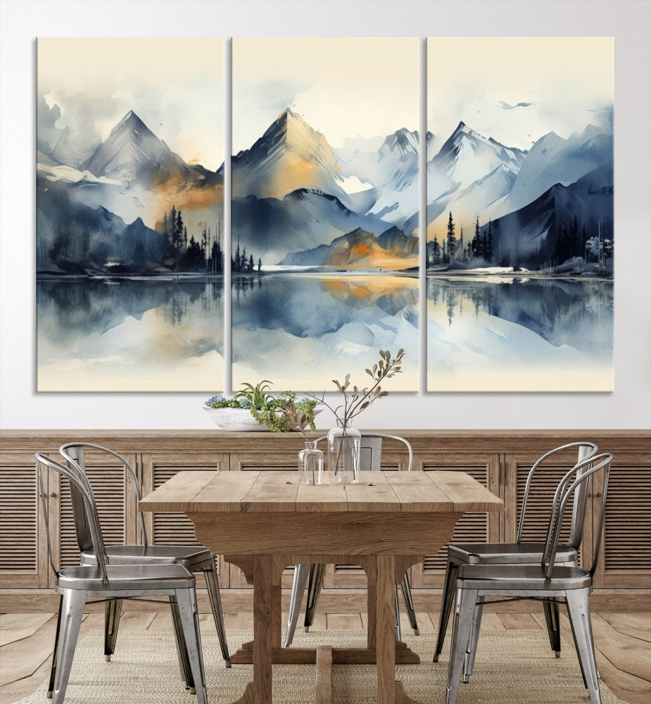 Stunning Abstract Painting of Mountain Landscape, Canvas Wall Art, Large Canvas Print, Set of Modern Wall Art for Living Room