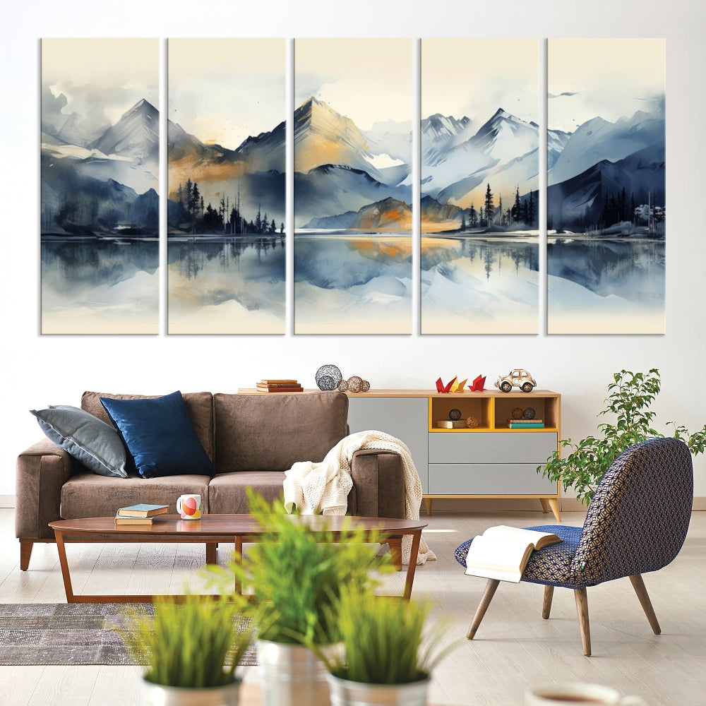 Stunning Abstract Painting of Mountain Landscape, Canvas Wall Art, Large Canvas Print, Set of Modern Wall Art for Living Room