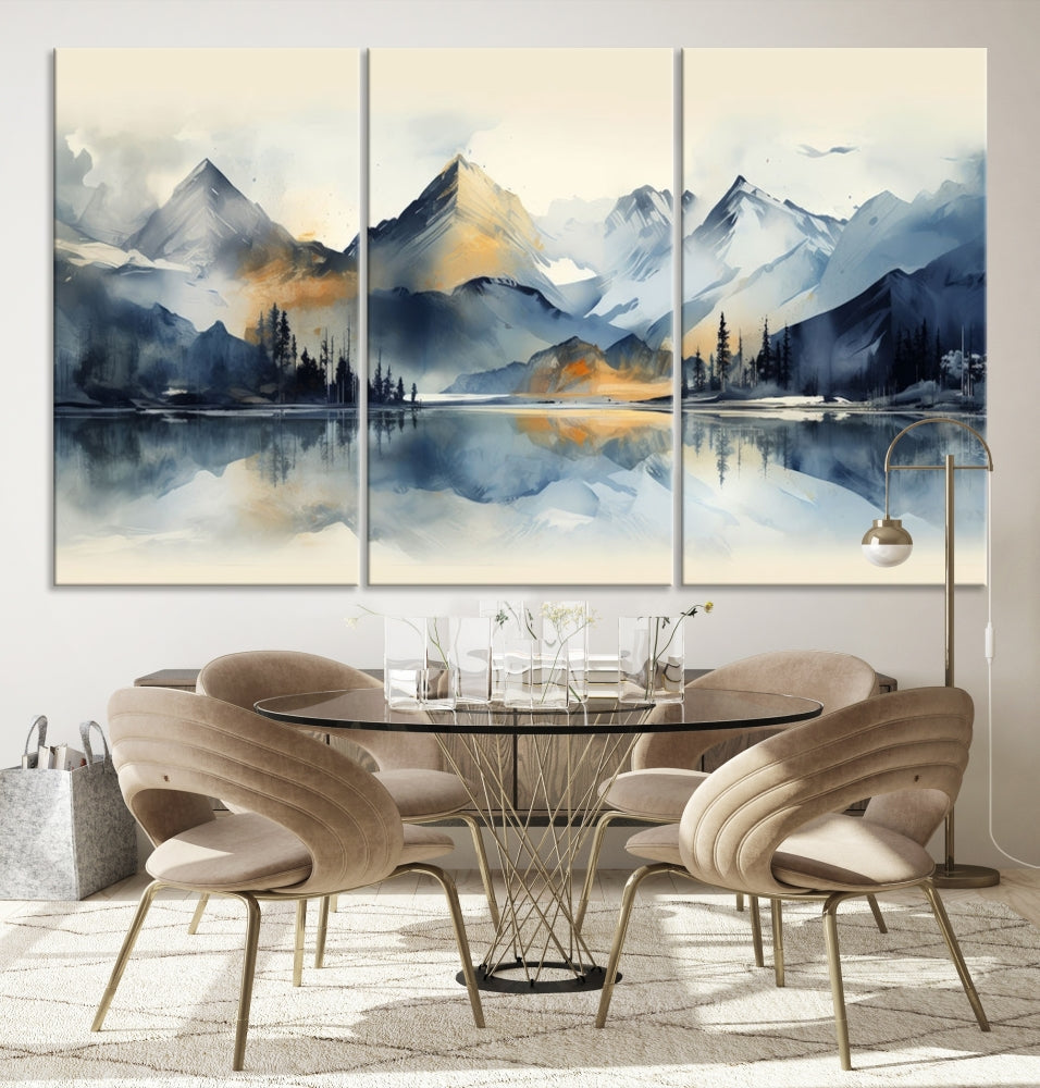 Stunning Abstract Painting of Mountain Landscape, Canvas Wall Art, Large Canvas Print, Set of Modern Wall Art for Living Room