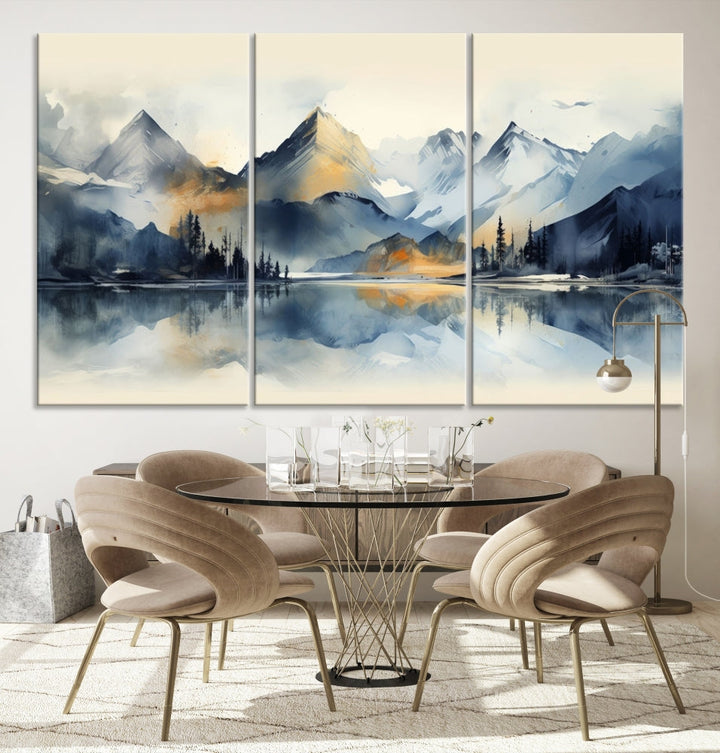 Stunning Abstract Painting of Mountain Landscape, Canvas Wall Art, Large Canvas Print, Set of Modern Wall Art for Living Room