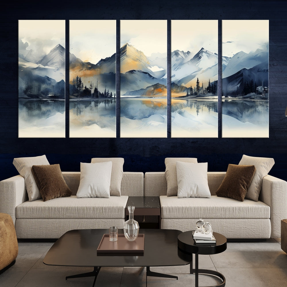 Stunning Abstract Painting of Mountain Landscape, Canvas Wall Art, Large Canvas Print, Set of Modern Wall Art for Living Room