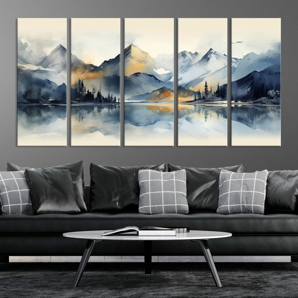 Stunning Abstract Painting of Mountain Landscape, Canvas Wall Art, Large Canvas Print, Set of Modern Wall Art for Living Room