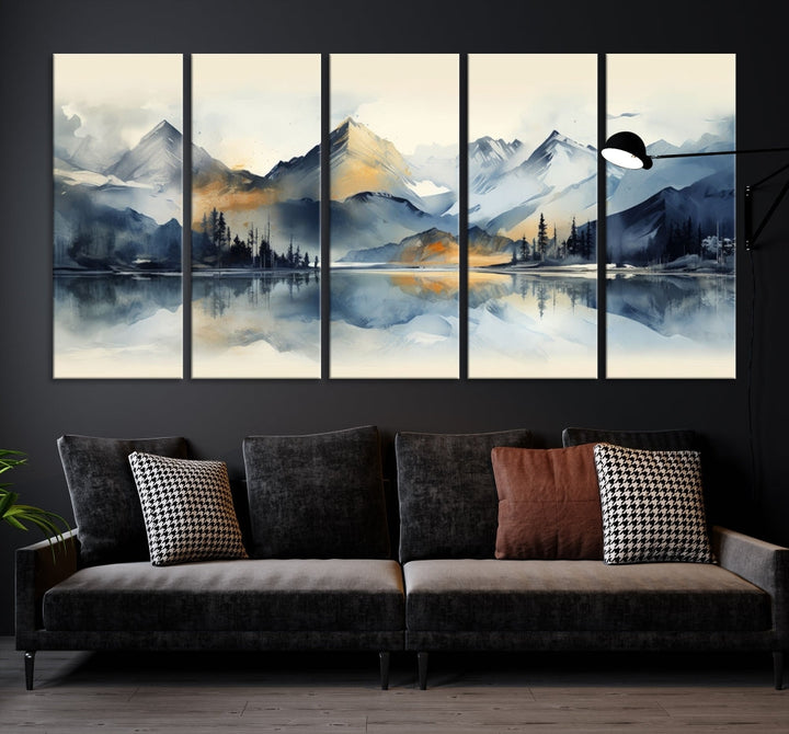 Stunning Abstract Painting of Mountain Landscape, Canvas Wall Art, Large Canvas Print, Set of Modern Wall Art for Living Room