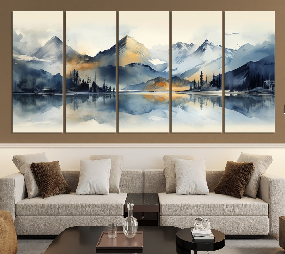 Stunning Abstract Painting of Mountain Landscape, Canvas Wall Art, Large Canvas Print, Set of Modern Wall Art for Living Room