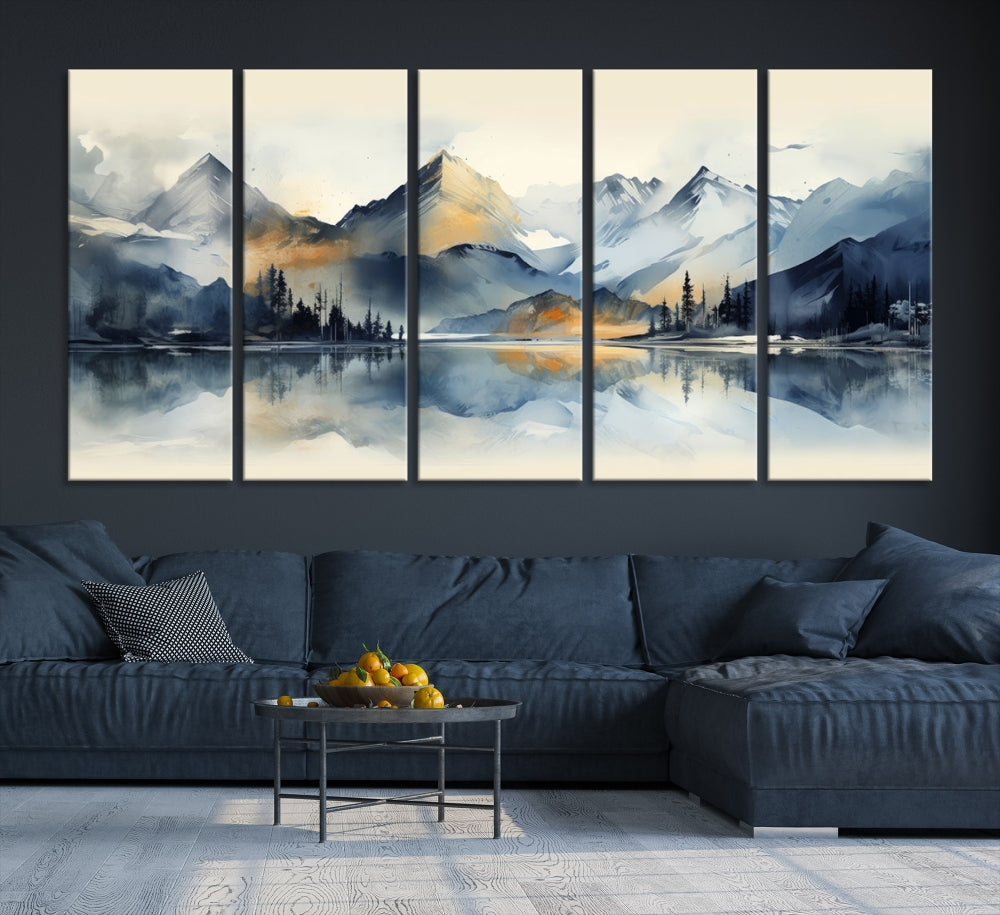 Stunning Abstract Painting of Mountain Landscape, Canvas Wall Art, Large Canvas Print, Set of Modern Wall Art for Living Room