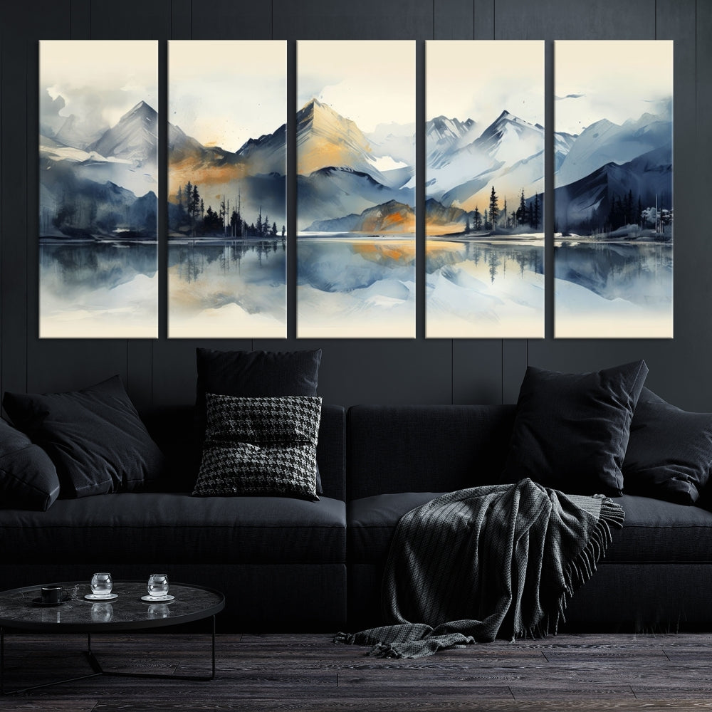 Stunning Abstract Painting of Mountain Landscape, Canvas Wall Art, Large Canvas Print, Set of Modern Wall Art for Living Room