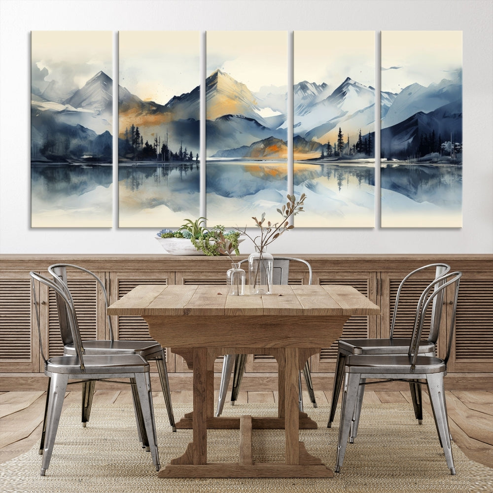 Stunning Abstract Painting of Mountain Landscape, Canvas Wall Art, Large Canvas Print, Set of Modern Wall Art for Living Room