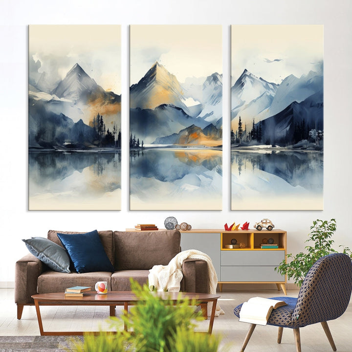 Stunning Abstract Painting of Mountain Landscape, Canvas Wall Art, Large Canvas Print, Set of Modern Wall Art for Living Room