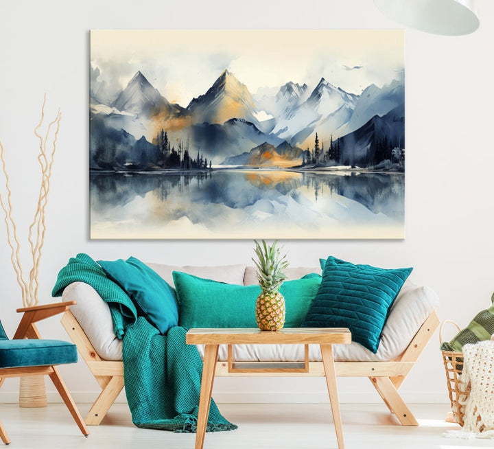 Stunning Abstract Painting of Mountain Landscape, Canvas Wall Art, Large Canvas Print, Set of Modern Wall Art for Living Room