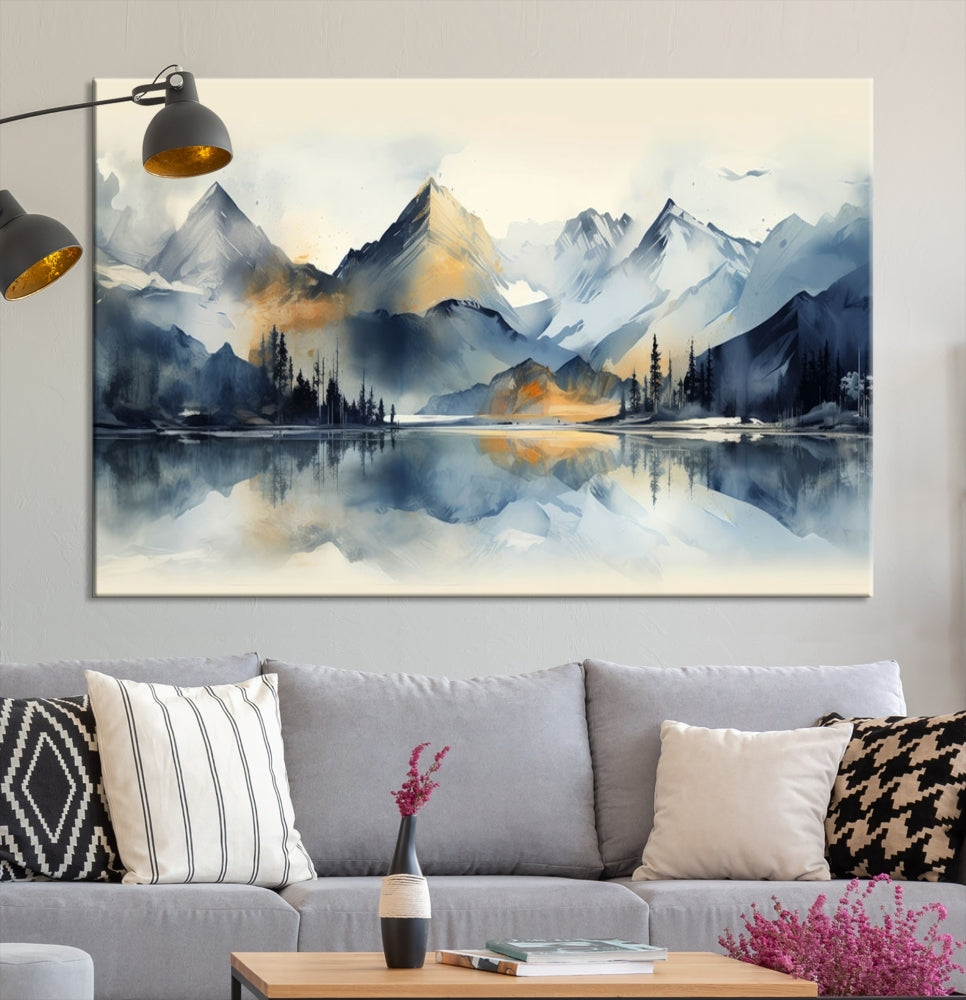 Stunning Abstract Painting of Mountain Landscape, Canvas Wall Art, Large Canvas Print, Set of Modern Wall Art for Living Room