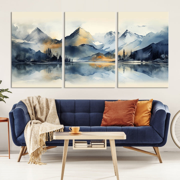 Stunning Abstract Painting of Mountain Landscape, Canvas Wall Art, Large Canvas Print, Set of Modern Wall Art for Living Room