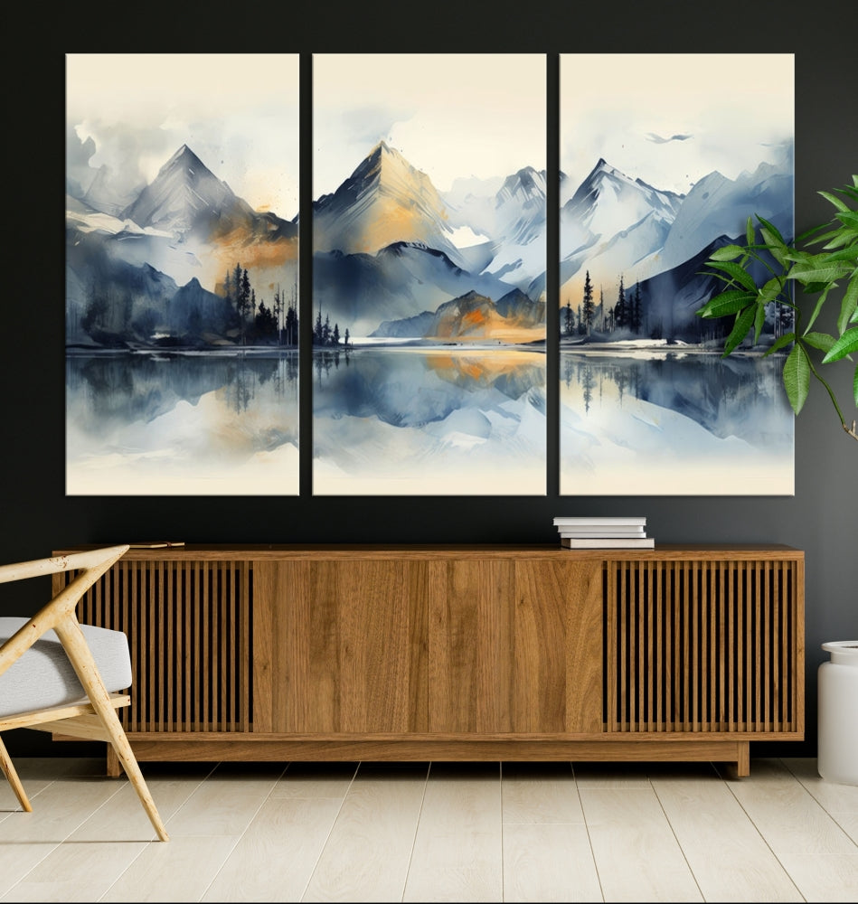 Stunning Abstract Painting of Mountain Landscape, Canvas Wall Art, Large Canvas Print, Set of Modern Wall Art for Living Room