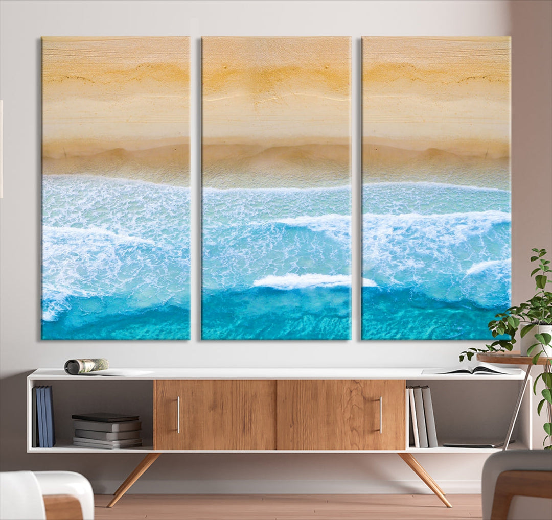 Stunning Aerial Beach Ocean Landscape View Large Canvas Wall Art Giclee Print