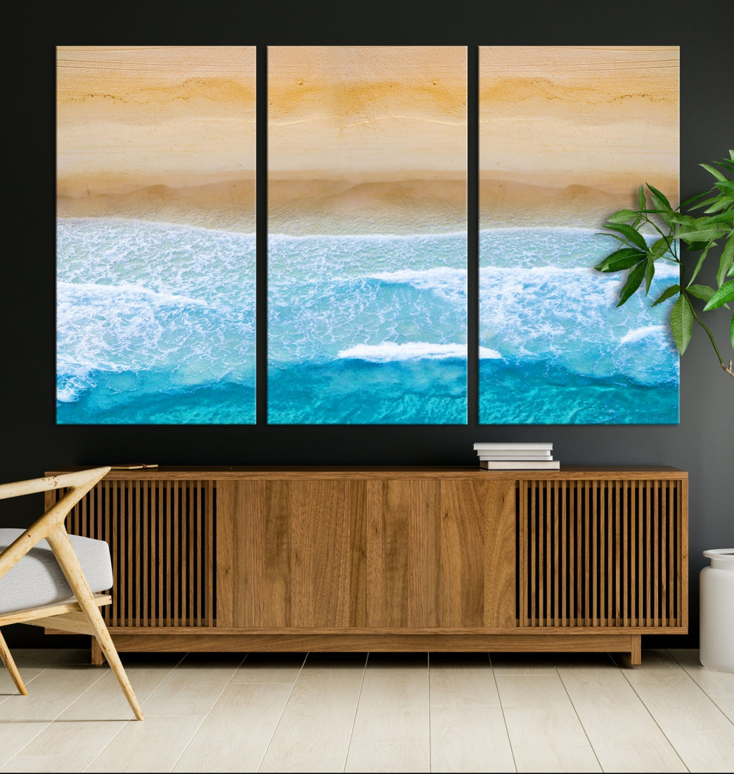 Stunning Aerial Beach Ocean Landscape View Large Canvas Wall Art Giclee Print