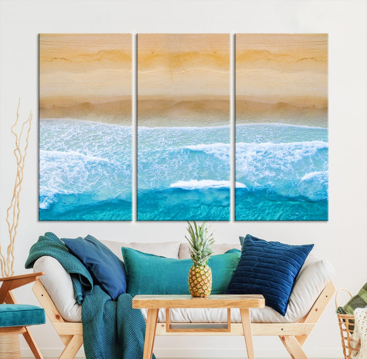 Stunning Aerial Beach Ocean Landscape View Large Canvas Wall Art Giclee Print