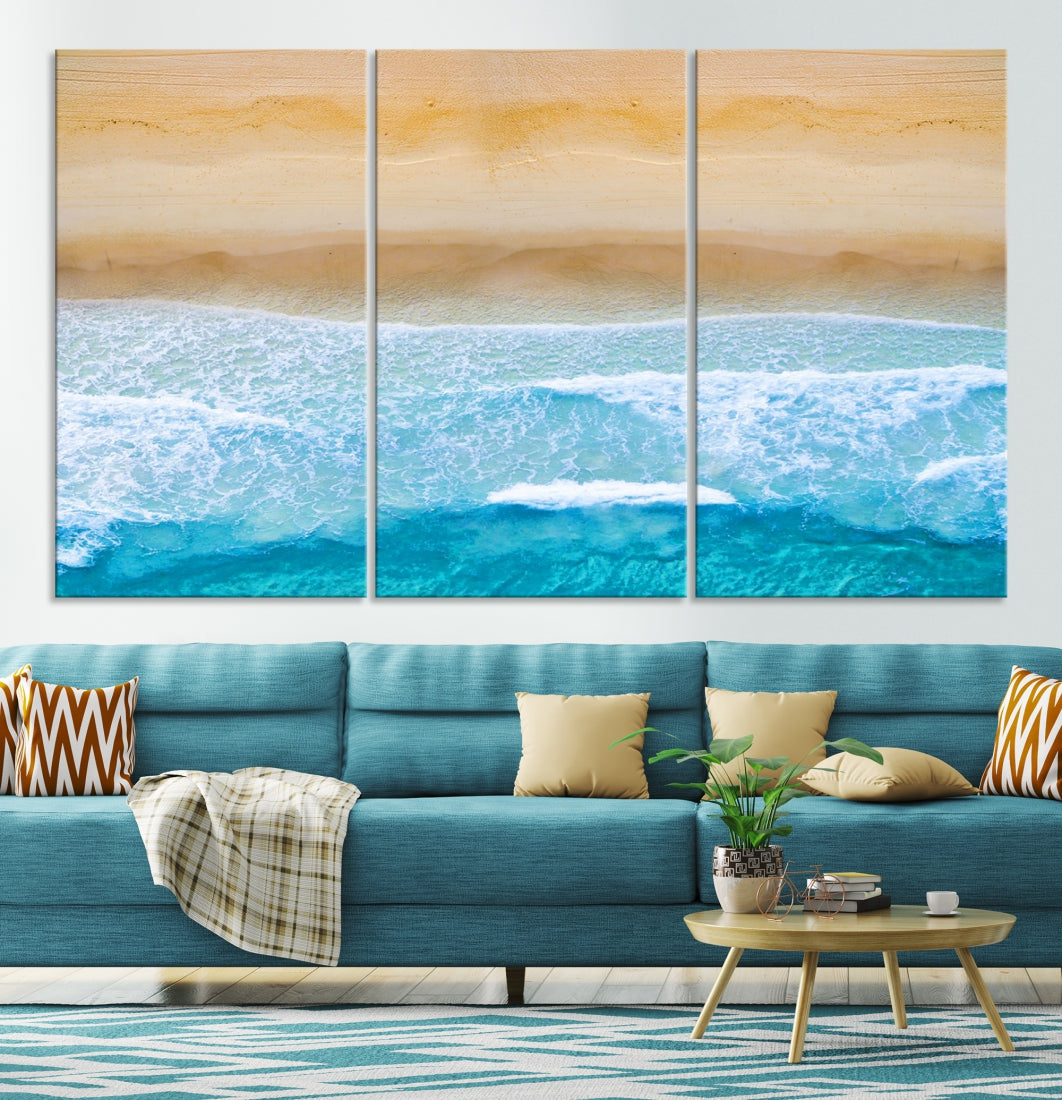 Stunning Aerial Beach Ocean Landscape View Large Canvas Wall Art Giclee Print