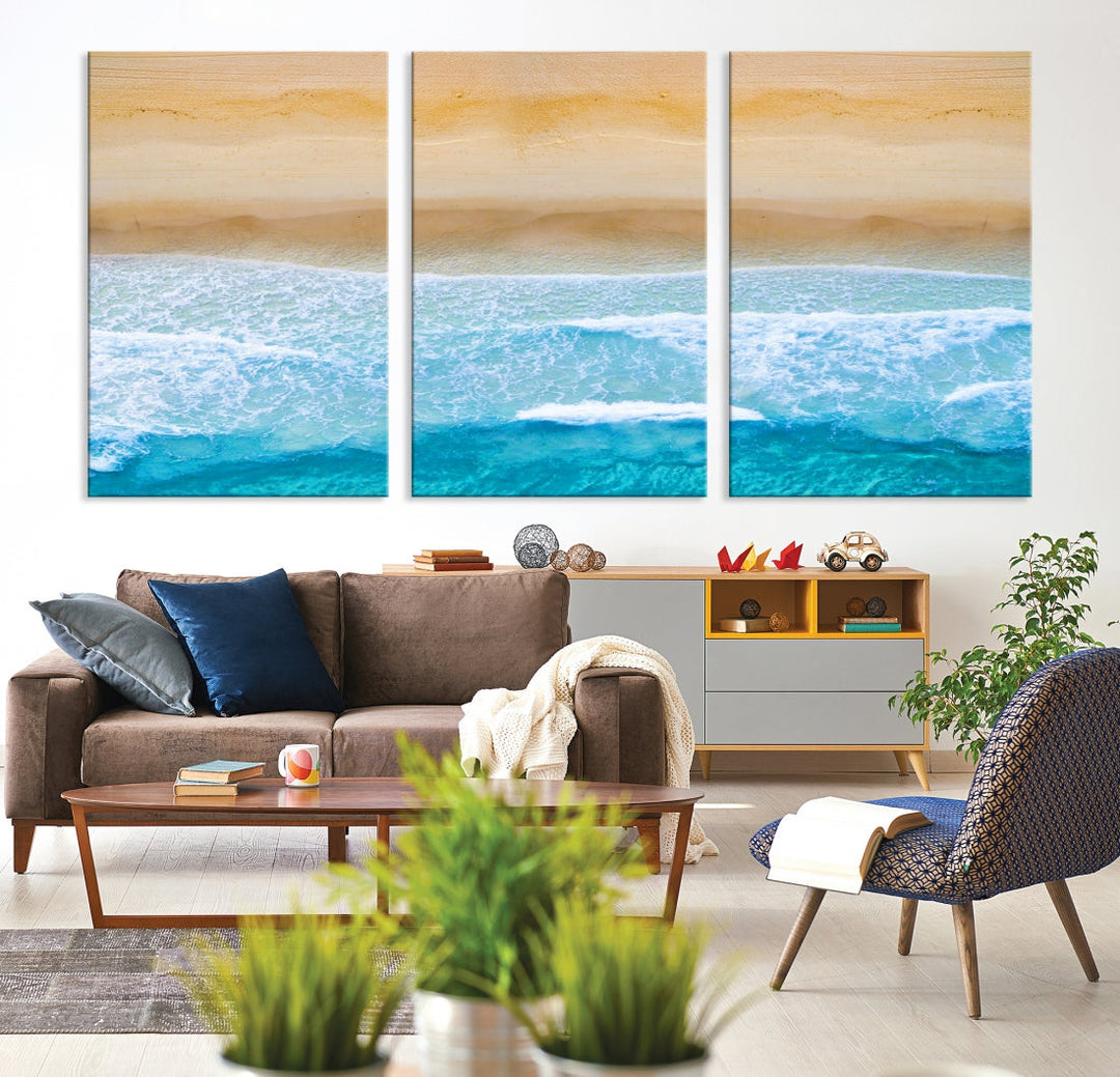 Stunning Aerial Beach Ocean Landscape View Large Canvas Wall Art Giclee Print