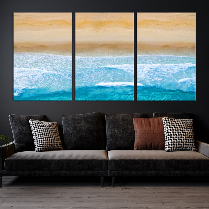 Stunning Aerial Beach Ocean Landscape View Large Canvas Wall Art Giclee Print